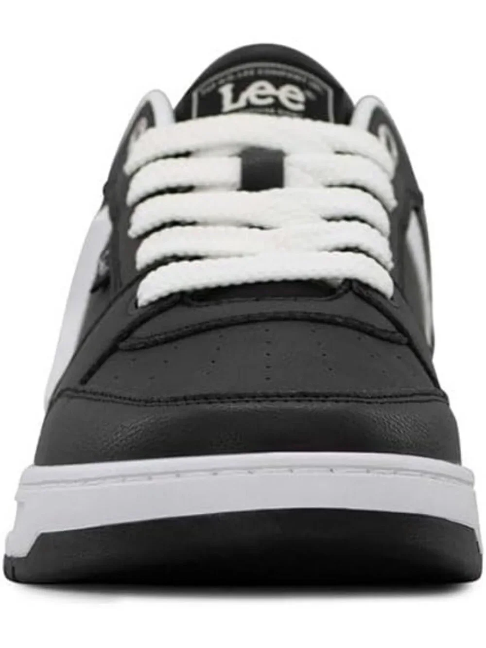 Lee Men's Black White Imported Rubber Faux Leather Adjustable Lace Up Sneakers